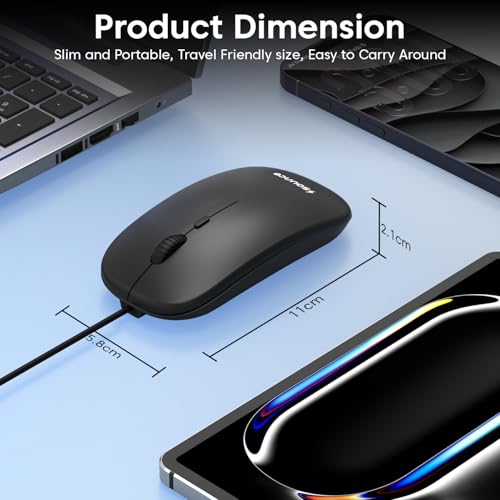Image of Sounce Glide Ergonomic USB Wired Mouse with 1200 DPI Optical Sensor, 3 Button Plug and Play Design, Ambidextrous Comfy Grip and High Precision Tracking for PC Laptop Desktop SmartUsers (Black) Edition
