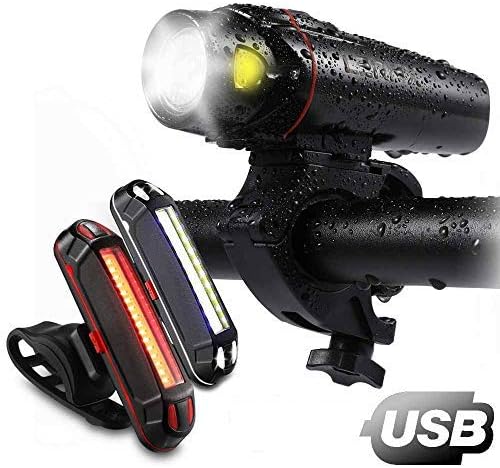 Bike Lights,Bicycle Headlight with [Two Bike Taillights], LERMX LED Bicycle Lights Front and Back USB Rechargeable Bike Light Set Powerful Lumens for Kids Adults Road Cycling Safety Flashlight …