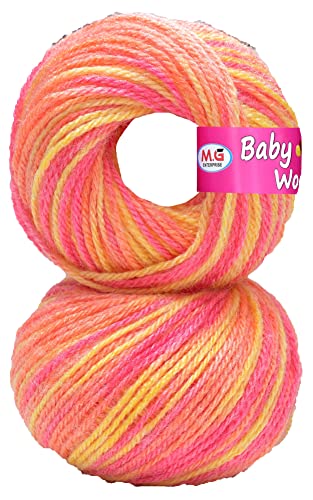 Image of M.G ENTERPRISE 100% Acrylic Wool Multi Orange (12 pc) Baby Wool 4 ply Wool Ball Hand Knitting Wool /Art Craft Soft Fingering Crochet Hook Yarn, Needle Knitting Yarn Thread Dyed