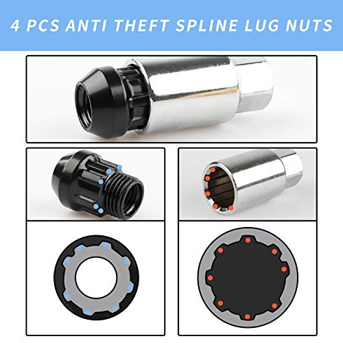 20Pcs Anti Theft Spikes Extended Tuner Wheel/Rims Lug Nuts M12X1.5+Socket (Red) #TOP4