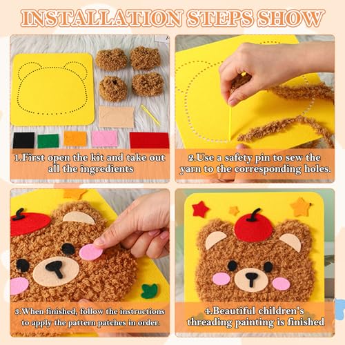 TECHEEL DIY Stickpuppen-Set Nähset Kinder Nähspass für Kinder Nähset Pädagogisches Nähen Wolltiere Nähen DIY EducationalNäh Set Craft Geschenk mit Nähwerkzeugen