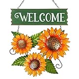 Sunflower Welcome Sign for Front Door, Sunflower Wreath, Hanging Fall Sunflower Welcome Door Sign fo