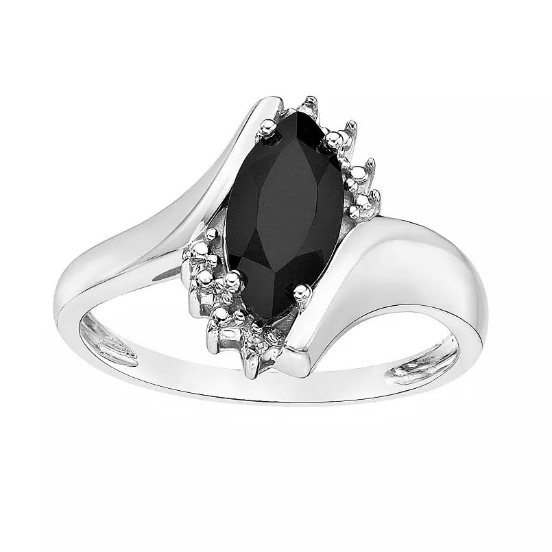 1CT Black Onyx Marquise Cut Ring for Women - 10K/14K/18K Gold - Statement Engagement Ring - Black Stone - Halo Setting - Size 4-18 - Anniversary, Wedding, New Year2