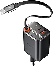 Mcdodo Caricatore USB C Rapido 40W Alimentatore USB C con Cavo di Tipo C Rapido Retrattile 3-Port Presa USB C Caricabatterie Multiplo per iPhone 16 15 14 13 12 Samsung S24 S23 GaN Charger