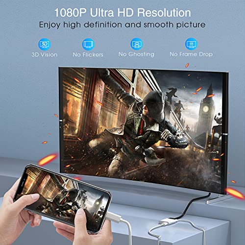 Auking Lightning To Hdmi Adapter For Iphone To Projector, Lightning To Hdmi Digital Av Adapter, Sync Screen Hdmi Connector For Iphone, Ipad, Ipod To Hd Tv/Monitor #TOP4