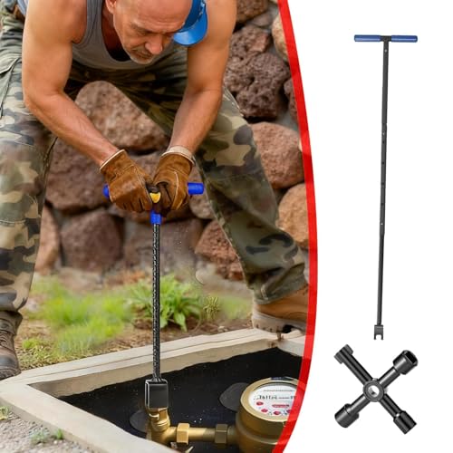 Clé de compteur d'eau avec manche rétractable et poignée ergonomique pour plomberie extérieure