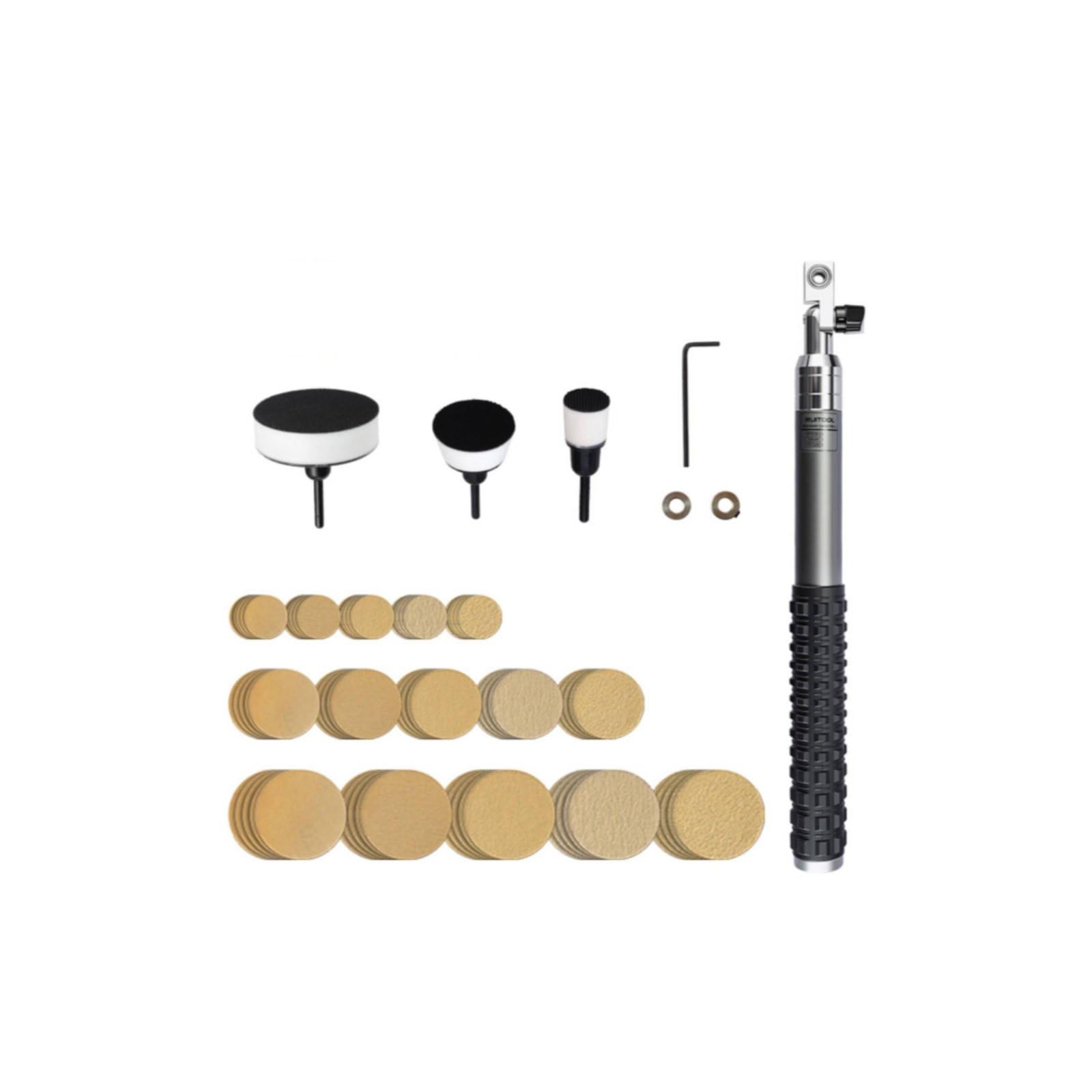 MagiDeal Equipo Industrial Kit de Pulido de Tazones de Madera Herramienta de Lijado para Torno Juego Manual Mango de Aluminio Aleado Discos Ajustables para