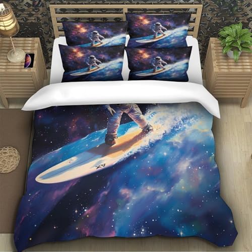 Housse de couette astronaute 3D parure de lit spatiale 140x200 cm - 5