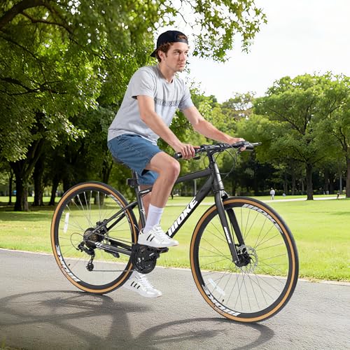 Image of DEYGIA Hybrid Bike, 24-Speed 700C Wheel Hybrid Bicycle with Dual Disc Brakes, Trigger Shifting, Internal Wiring Frame, Lightweight City Commuter Bicycle for Men Women Adult, Multiple Colors