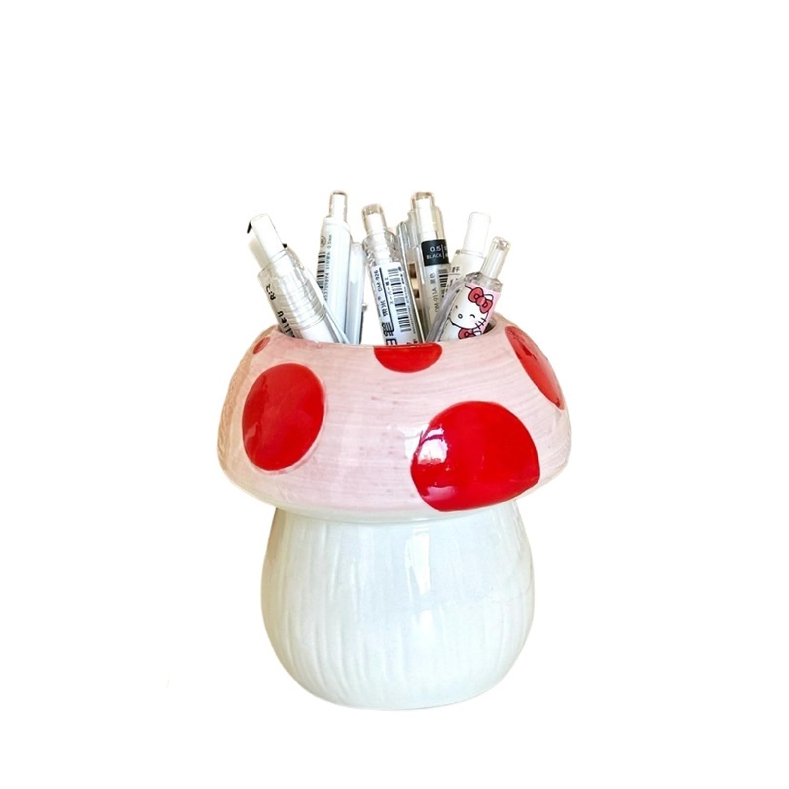 XUCZHAI Cute Ceramic Mushroom Desktop Storage Makeup Brush Holder Pen Creative Ornament(Pink)