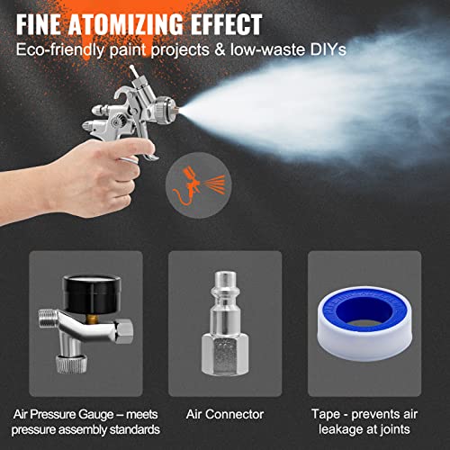 Vevor Lvlp Auto Paint Spray Gun, High Performance Paint Sprayer Gun With 1.3/1.4/1.8Mm 3 Nozzles 1000Ml Capacity And Air Regulator For Walls, Automotive, Home Improvement #TOP3