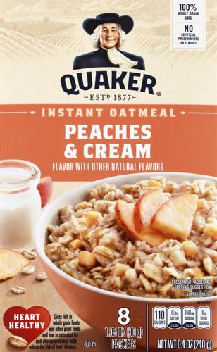 Image of Quaker Instant Oatmeal, Peaches & Cream, 1.23 Ounce (Pack of 8)