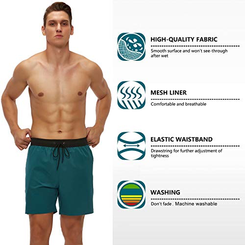 Image of Tyhengta Men's Swim Trunks Quick Dry Beach Shorts with Zipper Pockets and Mesh Lining