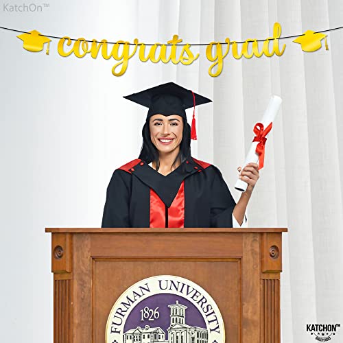 Image of KatchOn, Shiny Congrats Grad Banner - 10 Feet, No DIY | Graduation Banner for Congratulations Graduate 2026 | Gold Graduation Decorations | Congratulations Banner, Graduation Party Decorations 2026