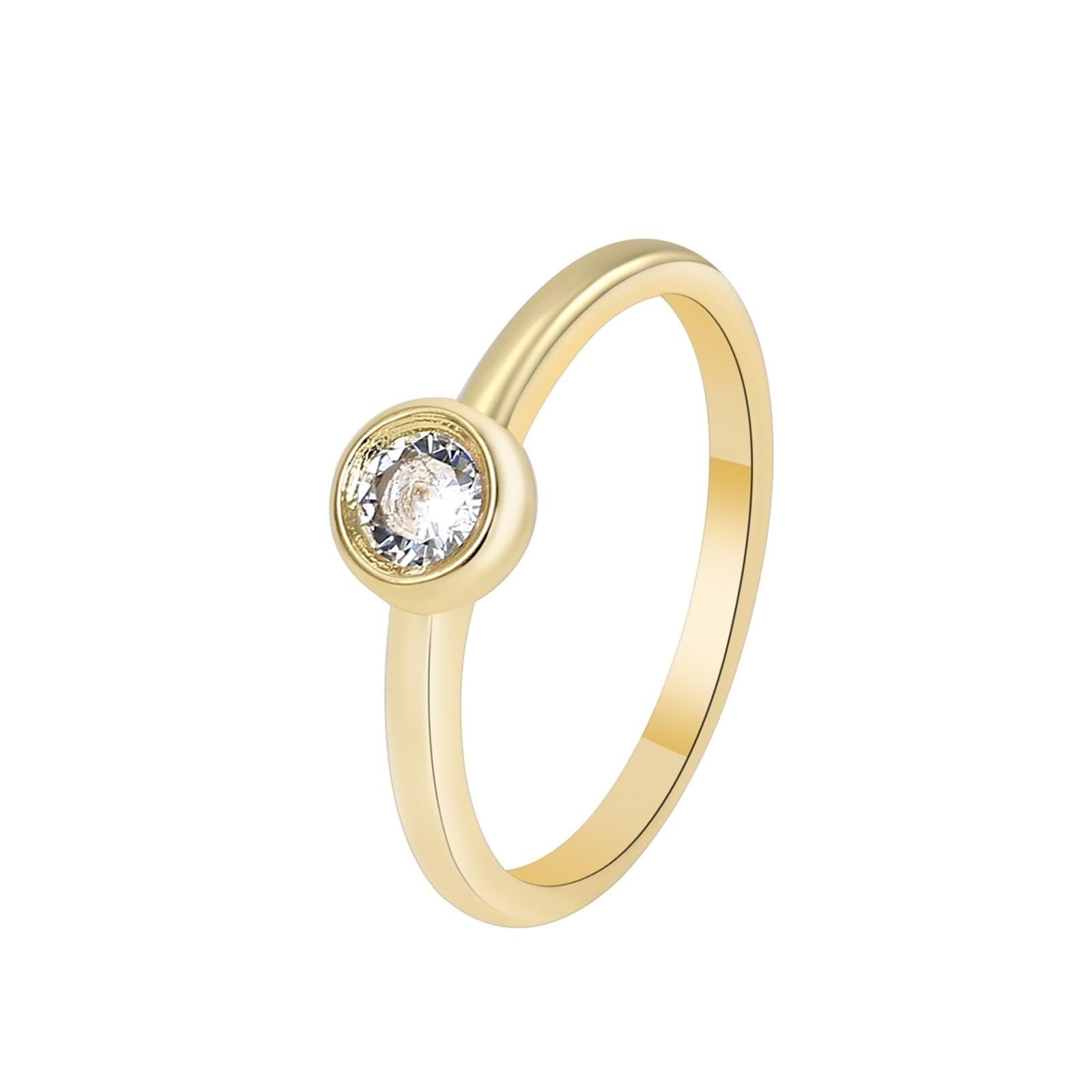 Anello di fidanzamento, anello dell'amicizia, delicato e semplice, rotondo con moissanite oro giallo