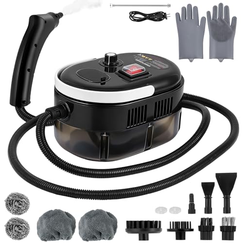Limpiador de vapor manual 2500 W, 4,5 bar de alta presión, 15 S, depósito de 1250 ml, 14 accesorios, manguera de 2 m, limpiador de vapor portátil para cocina, coche, suelo, ventana, parrilla con 3