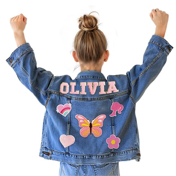 Personalized Jean Jacket for Girls Boys 1-8T (6 Optional Sizes)|Kids Denim Jacket with Custom Name & Patches|Birthday Easter Gift for Toddlers|Spring & Fall Daily Jacket
