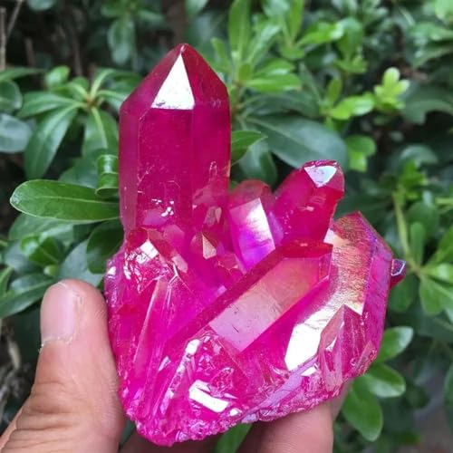 Cluster en quartz aura rouge de 500g, cristal de prestige pour collectionneur