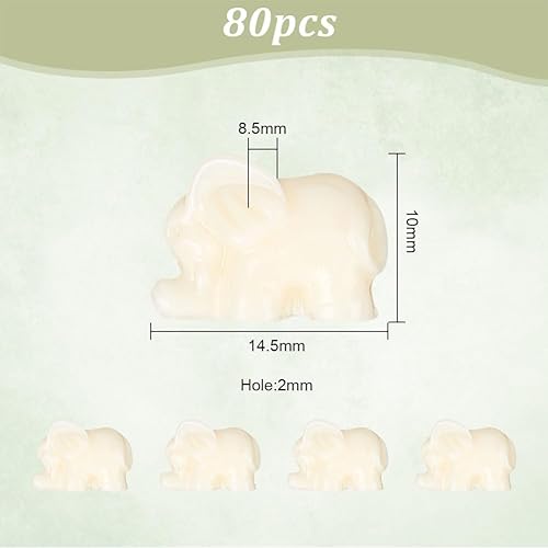 Miniatura 2 de GOMAKERER 80 cuentas de coral de elefante, cuentas de coral sintéticas, cuentas de animales, lindas cuentas de coral de elefante, cuentas teñidas de