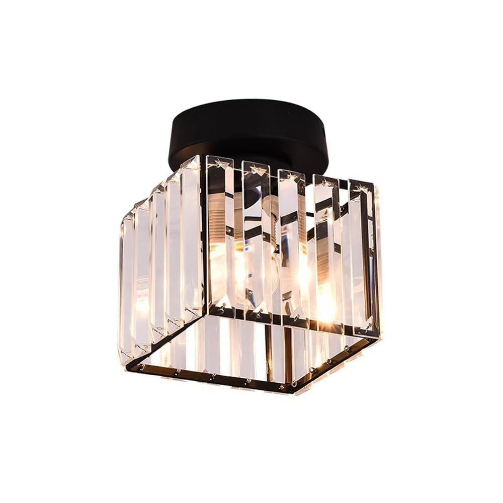 WCLXJJ Modern Simple Iron Ceiling Lamp E27 American Crystal Ceiling Light for Balcony, Aisle, Corridor, Bedroom, Entryway - Black