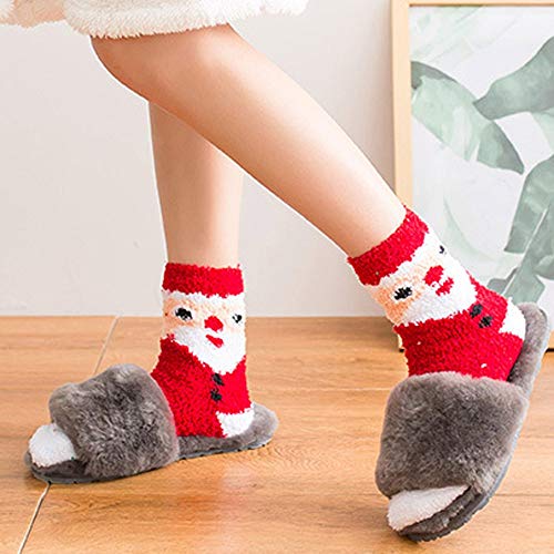 Gellwhu Christmas Fuzzy Socks for Women Girls Gifts Cute Fun Cozy Fluffy Winter Warm Slipper Xmas Holiday Socks2