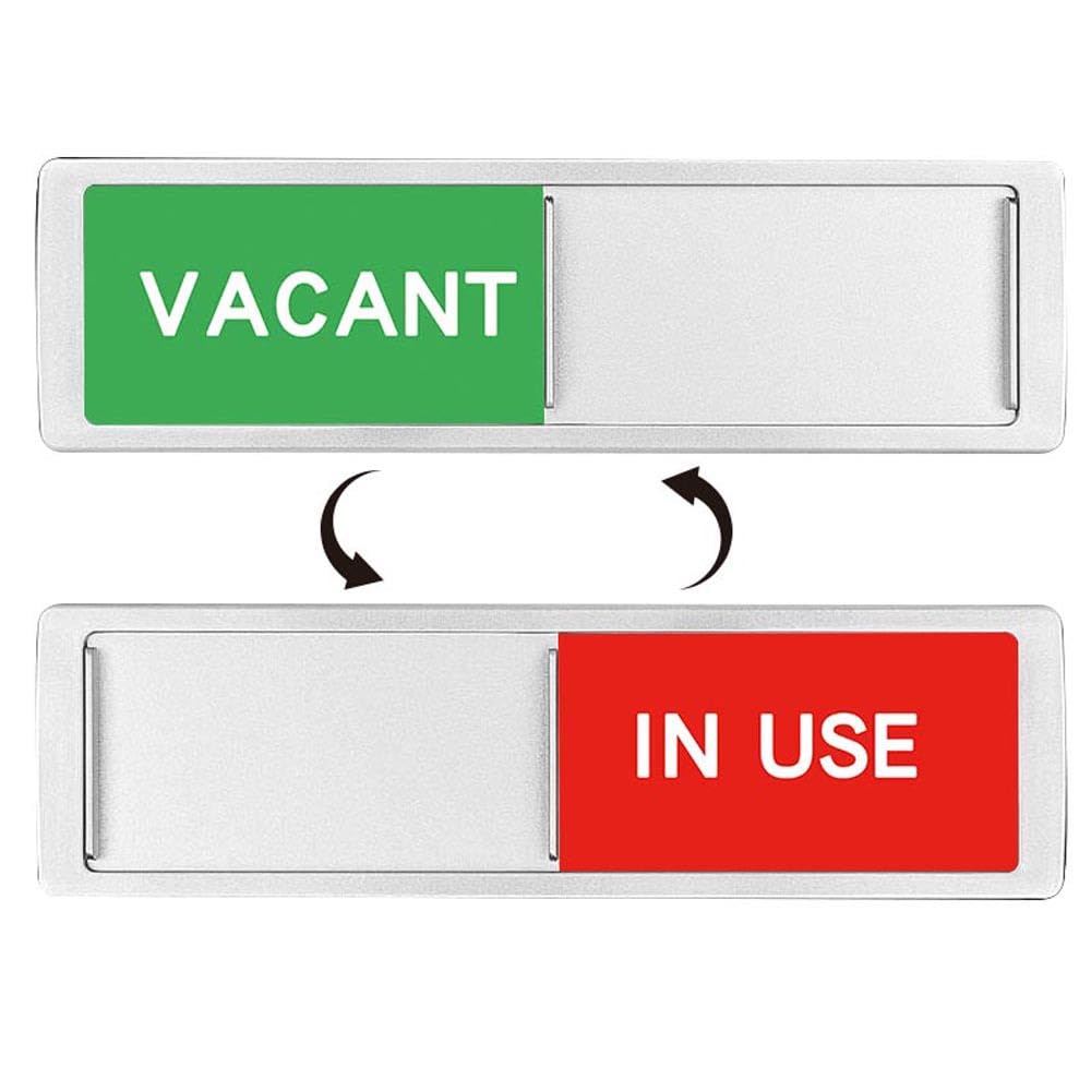 Toilet Signs for Door, Bathroom Door Sign, Do Not Disturb Door Sign, Vacant/In Use Sign Slider Door Indicator for Office Home Conference Room, 7 x 2 Inch (Sliver)