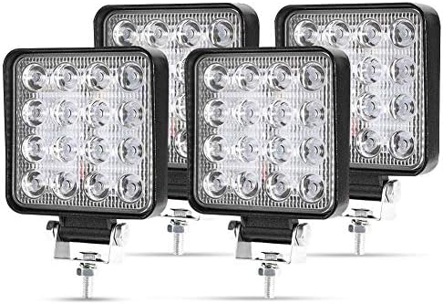 Kraumi LED Arbeitsscheinwerfer, 4 X 48W Quadrat LED Offroad Zusatzscheinwerfer 12V 24V Scheinwerfer IP67 Wasserdicht Rückfahrscheinwerfer für Trecker Bagger SUV, UTV, ATV…