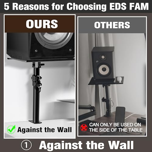 Eds Fam Heavy Duty Studio Monitor Stands Against The Wall, Height 13 Inch To 18.5 Inch Desktop Speaker Stand Stage Black thumb #2