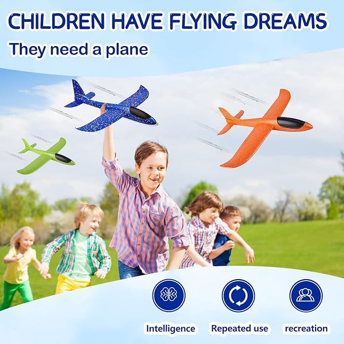HATFRYF 4 Pack Airplane Toy, 24cm Throwing Glider Plane, Foam Plane Airplane, Aeroplane Toys, Dual Flight Mode Aeroplane - Image 4
