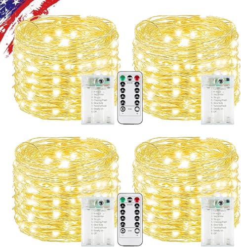 4Pack 80FT 240LED Christmas Fairy Lights Battery...