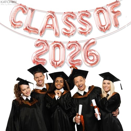 Image of KatchOn, Rose Gold Class of 2026 Balloons - 16 Inch | Graduation Balloons, Graduation Decorations Class of 2026 | Class of 2026 Decorations, Graduation Balloons Class of 2026 | Graduation Decorations
