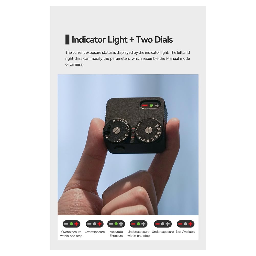 Light Meter II - Zapata fría para cámara de película DSLR, medidor de luz, 12 velocidades de obturación, accesorios fotográficos (plata)