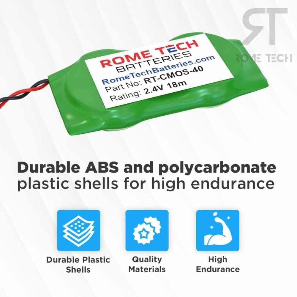 Rome Tech RTC 2.4v CMOS Battery - 18mAh BIOS CMOS Battery Ni-MH with 2 Pin Wire Cable