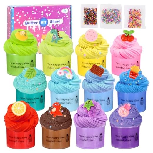 Zhufas Slime Kit,12 Pièces Kit Slime Fluffy pour Enfants, Cotillons de Slime Parfumés, Mini Slime kit Crystal Slime, Joli Cadeau de Fête Slime, Jouet Anti-Stress pour Filles et garçons