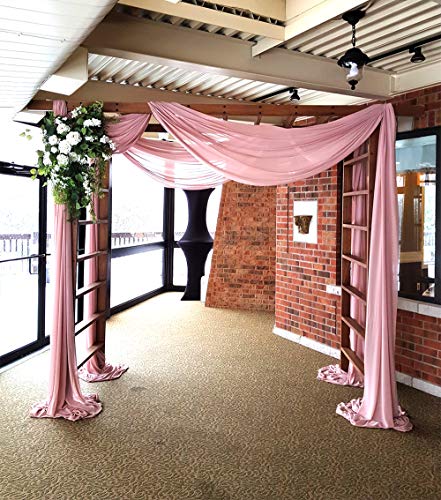 Chiffon Fabric | 10 Yards Continuous | 60" Wide | Wedding Decoration, DIY Decoration, Sheer, Drapery, Solid by Barcelonetta (Dusty Rose) - Thumbnail 3