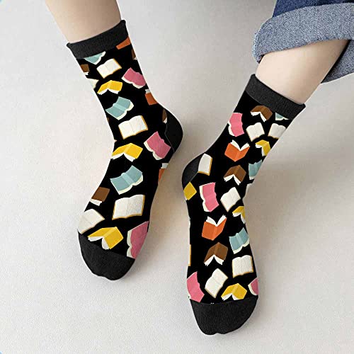 Red Striped Crew Socks for Woman Size 6-8 Christmas Tree Moose Snowflake Dots Lines Girls Socks3