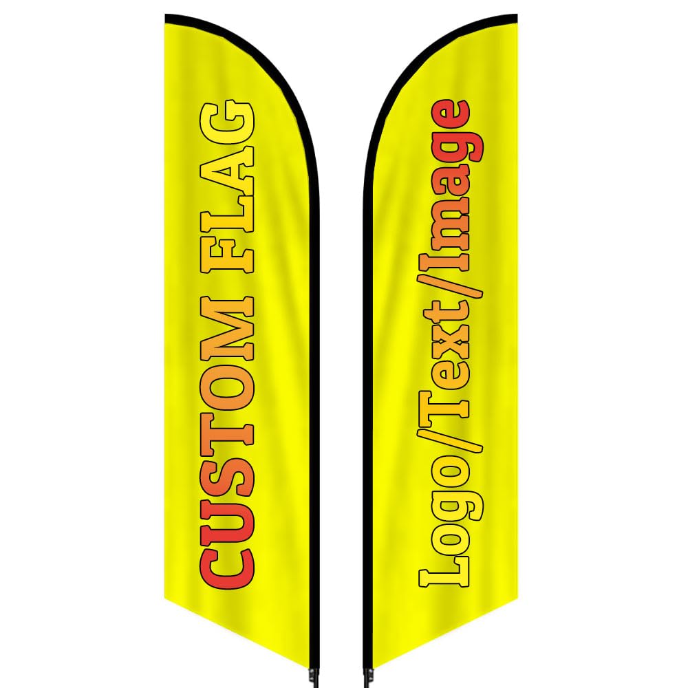 Custom Flag for Outside, Customize Feather Flags for Business, Add Your Own Text/Photo/Design for Business One Side Flag Sign - Outdoor Advertisement