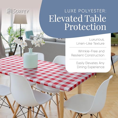 Tablecloth of Polyester -Fitted with Elastic, Water Proof, Washable, Fits for Table 36 x 60 Inch, Checked Grey Design, for Indoor/Outdoor Kitchen and Picnic and More... by Sorfey - Image 7
