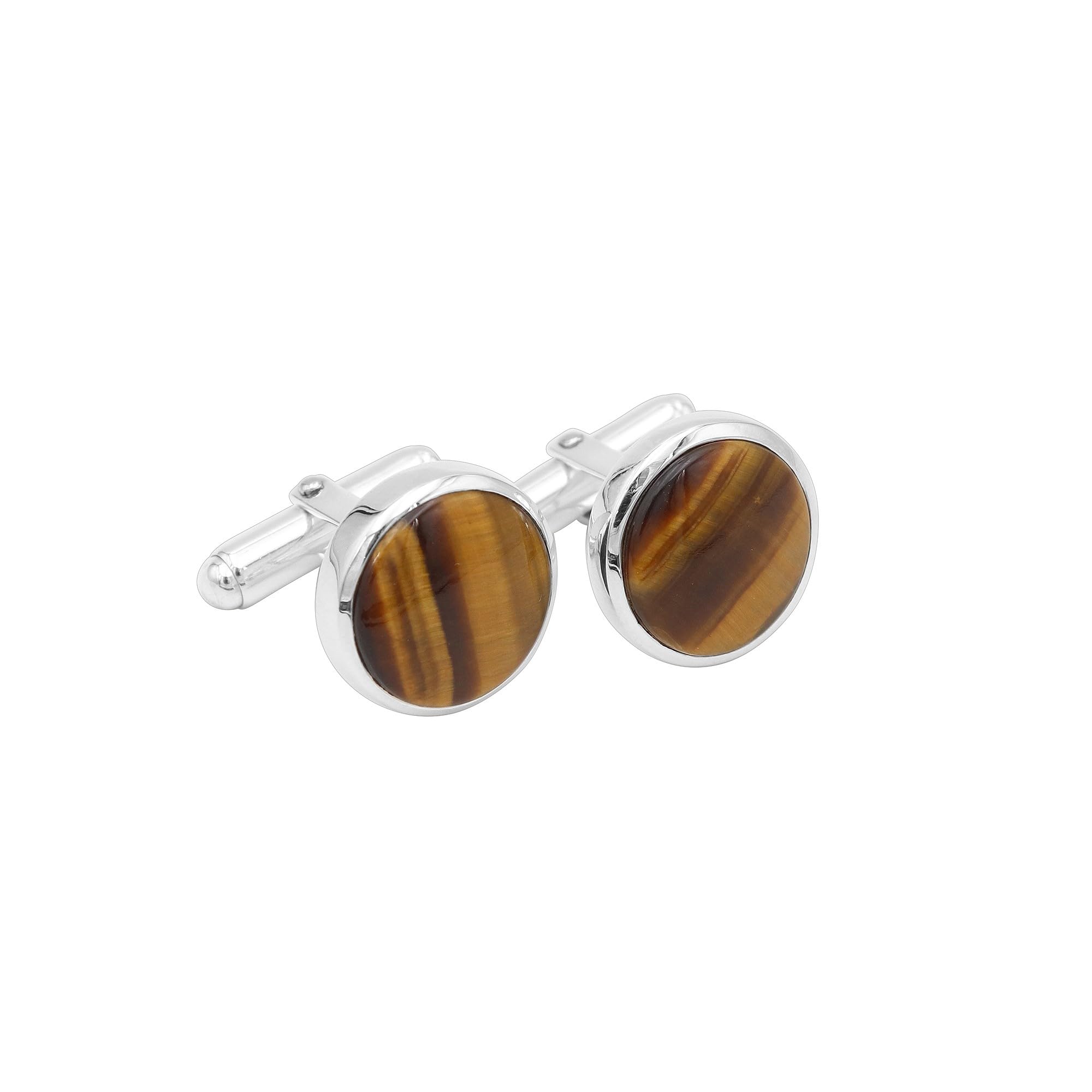 Gemelli in argento Sterling, gemelli per testimoni dello sposo, gemelli con occhio di tigre, gemelli con pietre preziose, gemelli da uomo, gemelli rotondi con pietra preziosa occhio di tigre, medio,