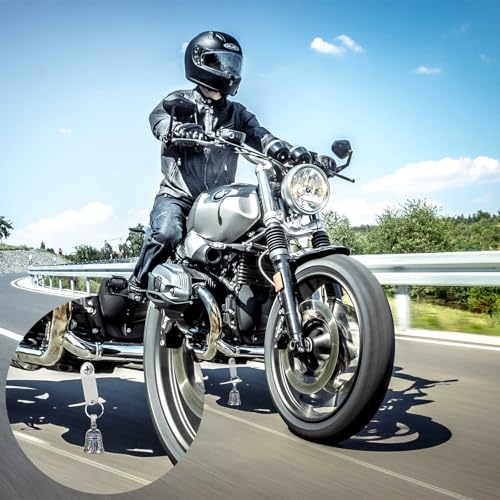 Image of Motorcycle Bell Guardian Angel Charm - Weather-resistant Good Luck Gremlin Bells With Gift Box, Legend Card, Keychain