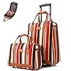 Bagagekoffer Modestreep 2-delige zakelijke trolleykoffer Nylon waterdicht en slijtvast veiligheidscodeslot Grote capaciteit/multifunctionele handtas, zwart, 33x21x50cm (rood 33x21x50cm)