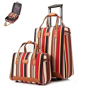 Bagagekoffer Modestreep 2-delige zakelijke trolleykoffer Nylon waterdicht en slijtvast veiligheidscodeslot Grote capaciteit/multifunctionele handtas, zwart, 33x21x50cm (rood 33x21x50cm)