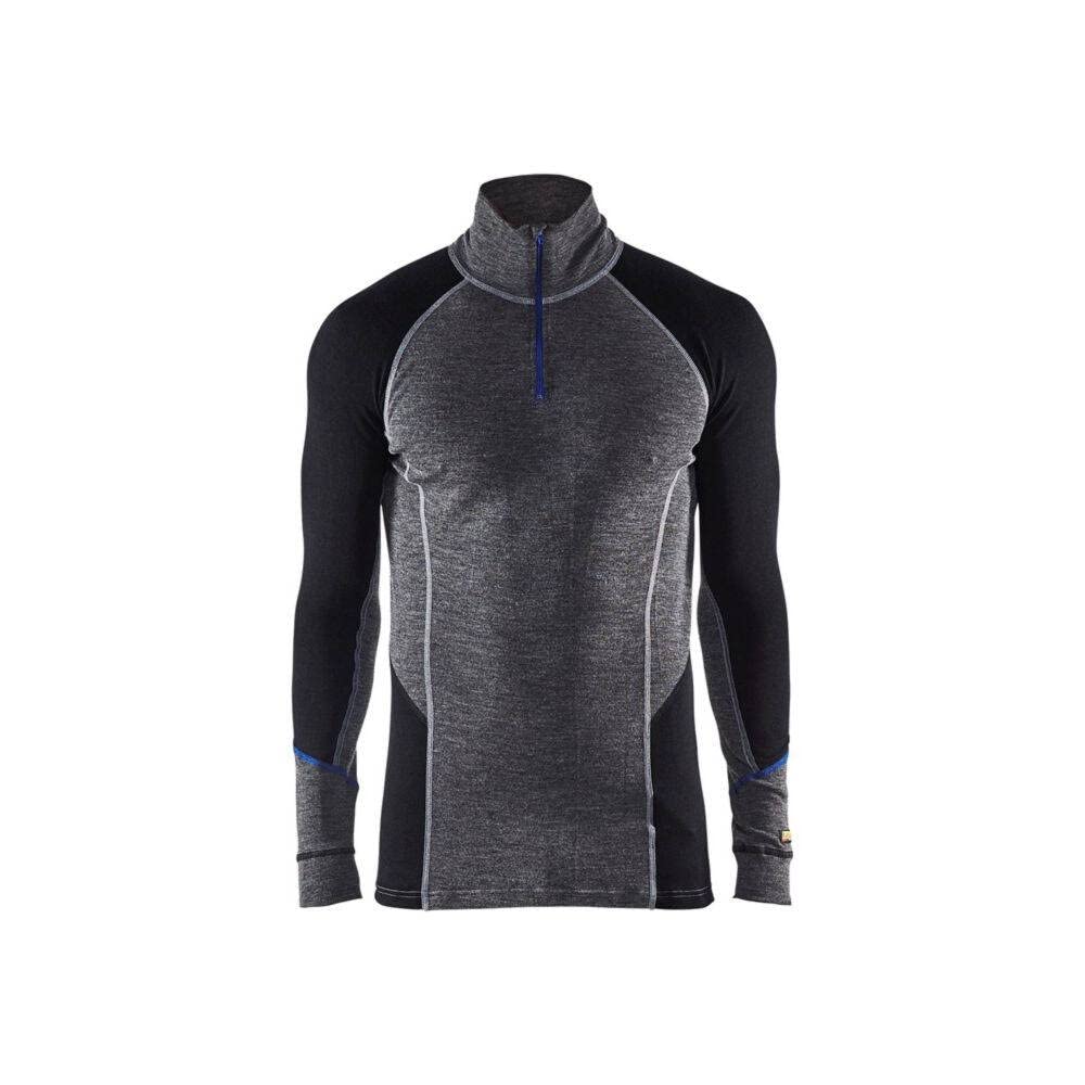 Camiseta con cremallera de lana merino gris negro Blakläder 48991732 ropa térmica talla 4XL