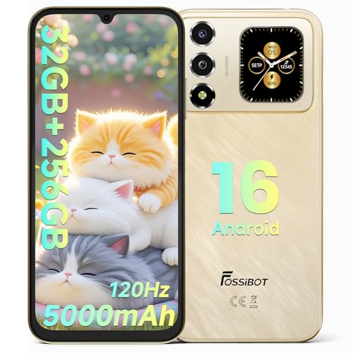 Image of FOSSIBOT S7 Android 16 Cell Phone,32GB+258GB+2TB Unlocked Phone, 6.9 inch Display 120Hz Dual-Screen Smartphones, 5000mAh Battery 4G Dual Sim Mobile Phones, Gemini Al /GPS /Face ID /Ultra-Thin (Golds)