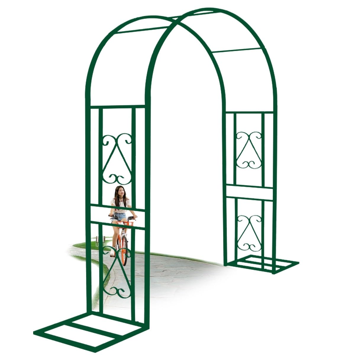 Treillis de jardin en métal vert extérieur hauteurs 2,6m 3m et 3,4m avec base