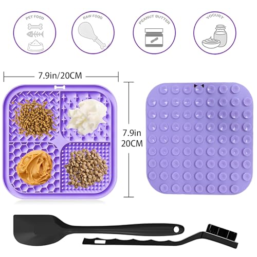 2 Stück Schleckmatte Hund, Leckmatte für Hunde und Katzen mit Saugnäpfen, langsames Füttern, Schleckmatte für Angstzustände, Butter, Joghurt, Erdnussbutter, Haustier-Badetrainingsmatte, 20 * 20cm