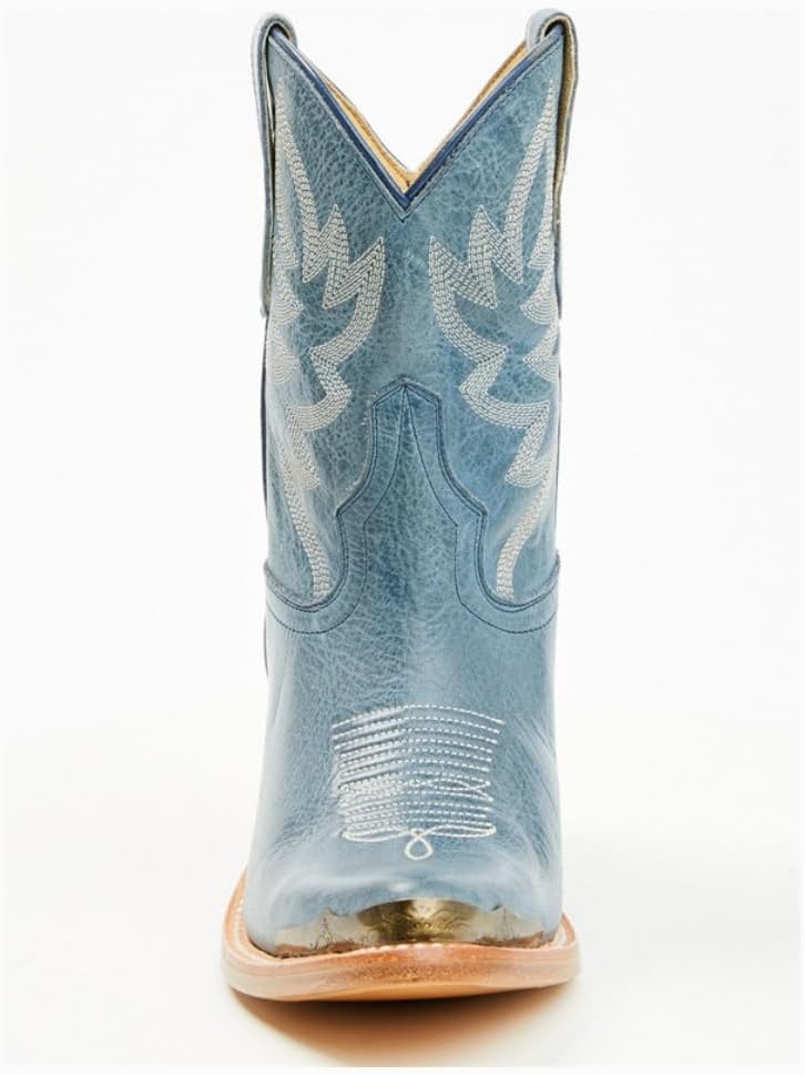 keleimusi Women's Embroidered Western Cowgirl Ankle Boots Stacked Heel Cowboy Booties Ornate Bronze Toe Short Cowboy Boots Pull-on Western Booties for Women