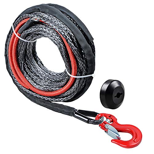 Astra Depot (1pc) 50ft x 1/4 inch (Lack Synthetic Winch Rope Cable 22
