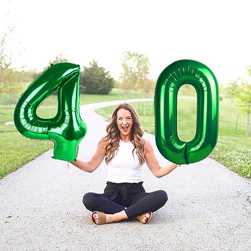 Image of Number Balloons 4 Balloon Dark Green for 4th Birthday Decoration, 40 inch | Saturated Color, Large 40 in, With Inflation Straw & Hanging Hole, For Back-To-School Season, Forest Picnic Party, Christmas