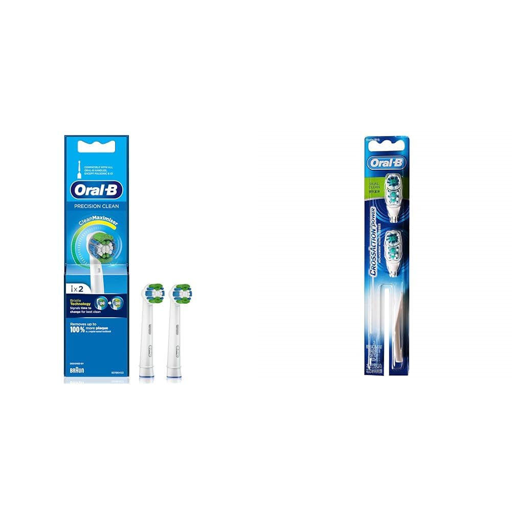 Oral-B Precision Clean Refills, Original Replaceable Brush Head, Pack of 2 & Oral-B CrossAction Power Toothbrush Replacement Head (Soft)